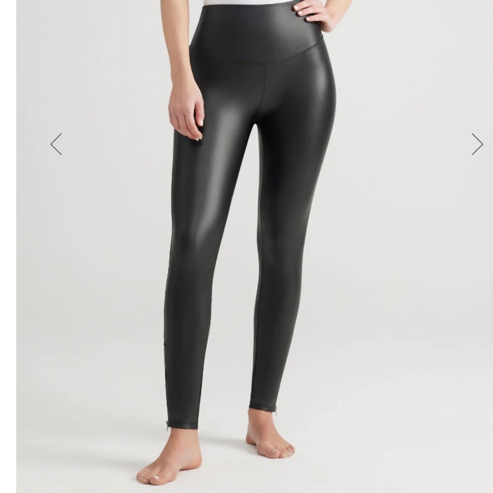 Yummie faux leather shaping legging with side zip